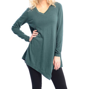 Vice Versa Hunter Green Cotton V-Neck Tunic